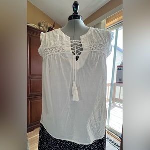 XL Boho white sleeveless summer top from Maurice’s.